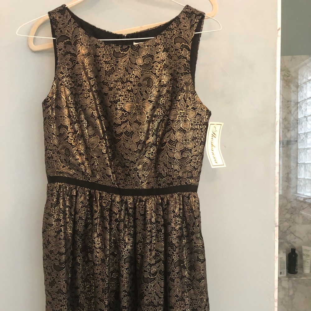 NWT Shoshanna Gold and Black Brocade Dress - Picture 2 of 4